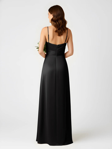 Boat Neck Flutter Sleeve Chiffon A-Line Bridesmaid Maxi Dress with Waist Tie & Pockets