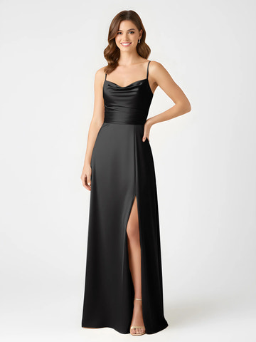 Boat Neck Flutter Sleeve Chiffon A-Line Bridesmaid Maxi Dress with Waist Tie & Pockets