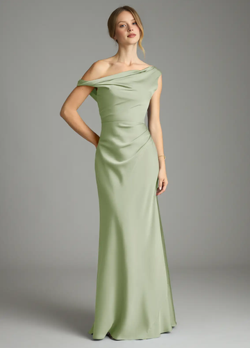 Elegant Off-the-Shoulder Satin Evening Gown with Mermaid Silhouette Party Wedding Guest Bridesmaid Dresses
