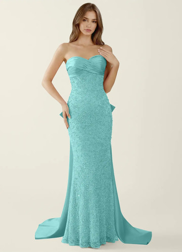 Elegant Sweetheart Beaded Mermaid Maxi Bow Evening Dress Lace Up Prom Dress
