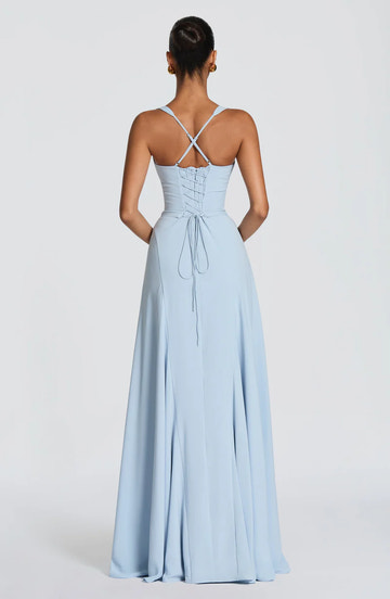 Elegant A-line Sweetheart Chiffon Maxi Lace Up Evening Dress