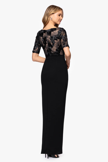 Elegant A-Line Formal Scoop Neck Sequined Lace Embroidered Mother of the Bride Dress