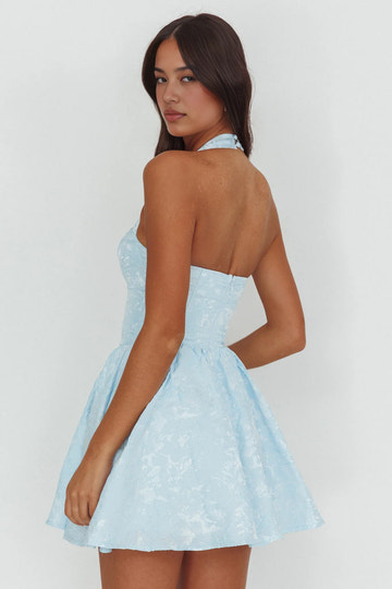 Elegant Cute A-line Halter Neck Sleeveless Jacquard Mini Homecoming Dress