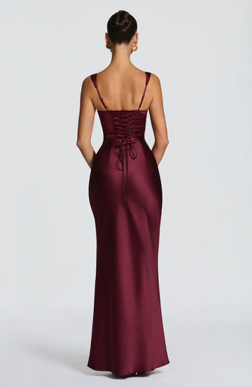 Elegant Mermaid Square Neck Sleeveless Satin Maxi Ruched Lace Up Evening Gown