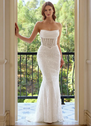 Elegant Mermaid Strapless Sequin Lace Corset Embroidery Mermaid Evening Dress