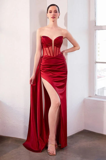Glamorous Mermaid Sweetheart Strapless Zip‑back Long Prom dress