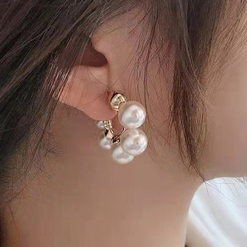 Gold-Tone Imitation Pearl Cluster Drop Earrings