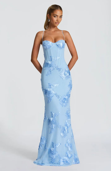 Embroidered Mermaid Sweetheart Sleeveless Tulle Maxi Lace Up Evening Gown