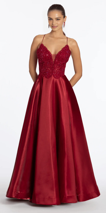 Vestido de Noche Romántico, con Tirantes Finos, Espalda Acordonada, de Satén y Largo hasta el Suelo para Fiesta de Graduación