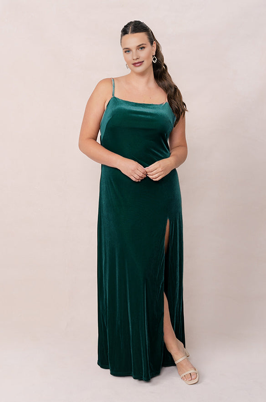 Elegant Sleeveless Velvet Bridesmaid Dress with Statement Bow Scoop Neck Open Back Party Wedding Guest Dresses