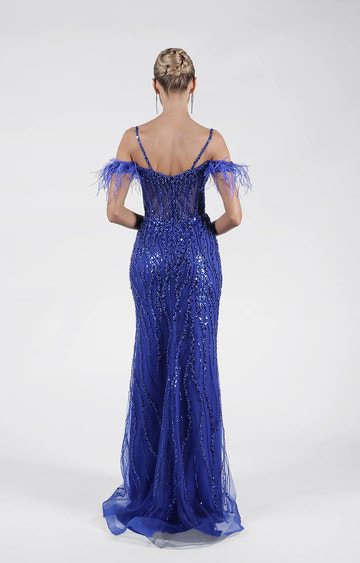 Glamorous Mermaid OffShoulder Sleeveless Tulle Floor-Length FeatherProm Dress