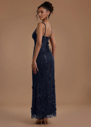 Glamorous Mermaid Square Sleeveless Tulle Evening Dress FloorLaceUp 3DApplique Prom Dress