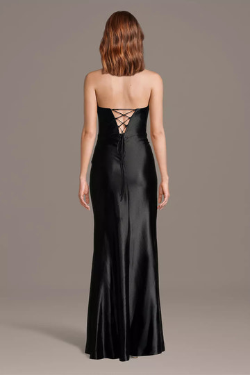 Glamorous Mermaid Strapless Sleeveless Satin Long Corset Evening Dress