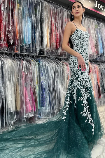 Lace Applique Mermaid Sweetheart Sleeveless Backless Floor-Length Prom Gown
