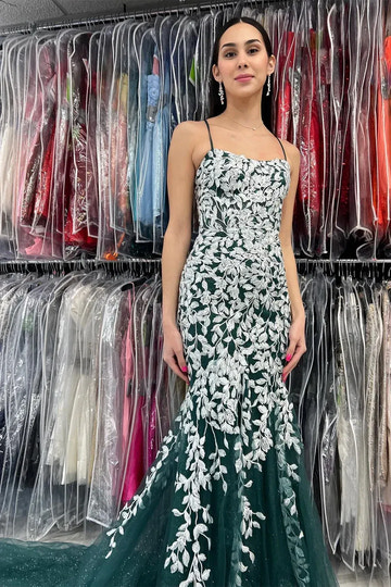Lace Applique Mermaid Sweetheart Sleeveless Backless Floor-Length Prom Gown