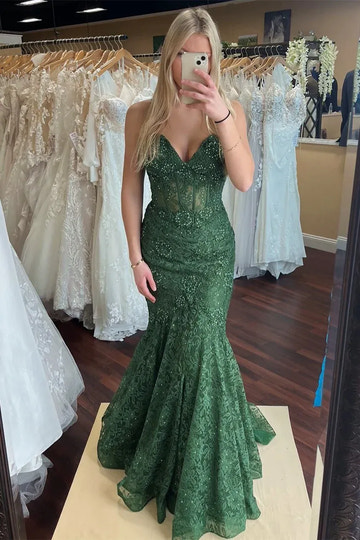 Vestido de fiesta largo de encaje con lentejuelas, corte sirena, escote corazón, sin mangas y sin espalda