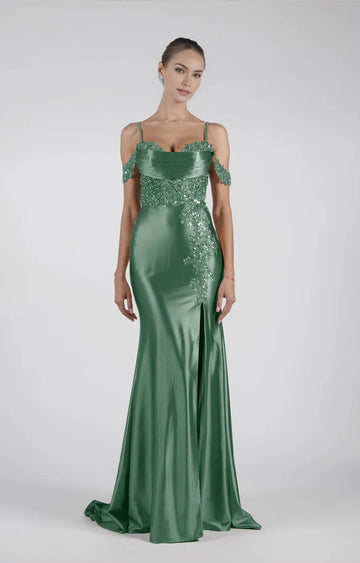Luxury Mermaid OffShoulder Sleeveless Satin Floor-Length LaceUp Prom Dress