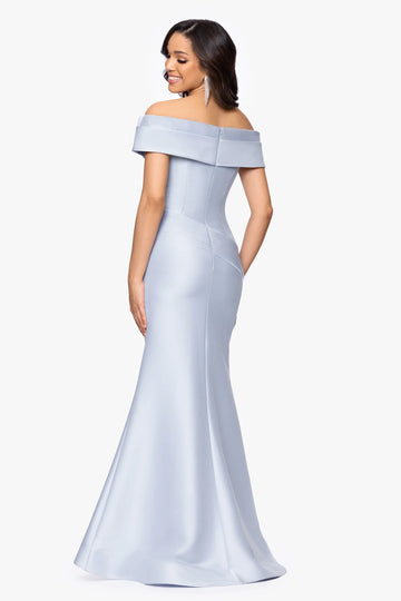 Elegant Mermaid Off-Shoulder Beaded Floral Appliqué Form-Fitting Gown Mother of the Bride Dress