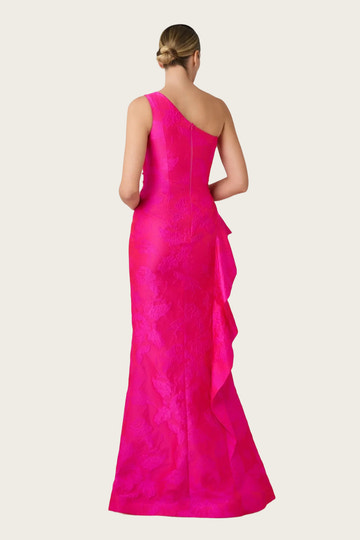 Mermaid OneShoulder Satin Maxi Mother of the Bride Dress Ruffle Slit Formal Evening Gown