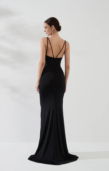 Mermaid Sweetheart Crossover Straps Sleeveless Floor-Length Cutout Evening Dress