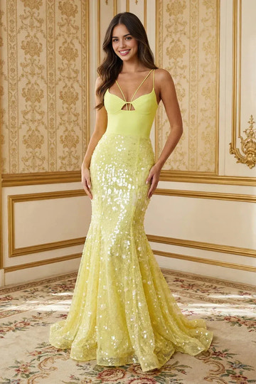 Mermaid V Neck Sequin Maxi with Bold Back Cutout Evening Dress