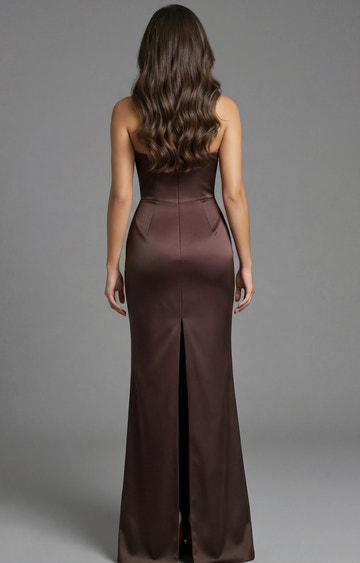 Elegant Mermaid Fitted One-Shoulder Satin Draped Maxi Bow Evening Dress