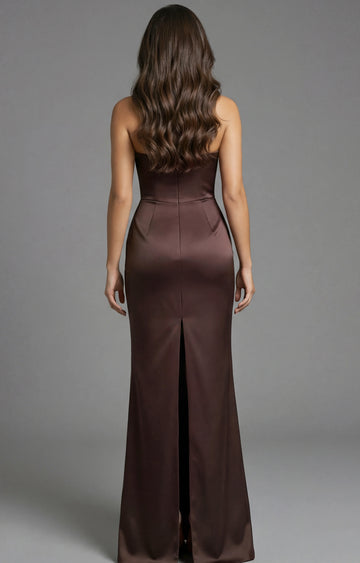 Elegant Mermaid Fitted One-Shoulder Satin Draped Maxi Bow Evening Dress