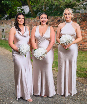 Halter Neck Satin Bridesmaid Dress Satin Column Gown with Keyhole Cutout Bohemian Wedding Evening Gown