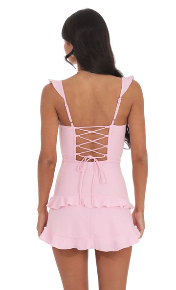 Vedress mini homecoming dress crisscross lace up adjustable tie back rear detail