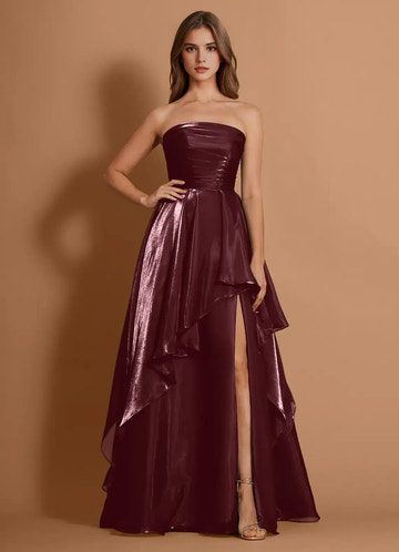 Ethereal A-line Sweetheart Strapless Tulle Maxi Prom Dress High-slit Evening Gown