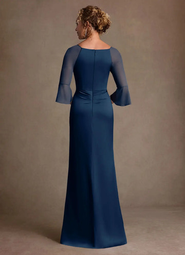 Sheath Sweetheart Satin Floor-Length Ruffle Evening Gown Formal Mother of the Bride Dress