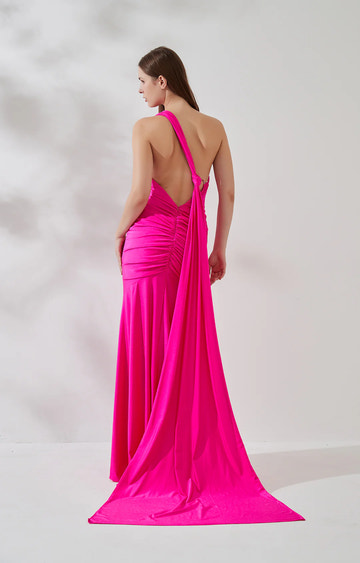 Sleek Mermaid OneShoulder Sleeveless Jersey Floor-Length Draped Evening Dress