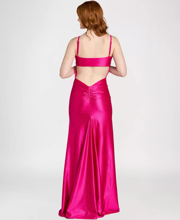 Sparkling Mermaid Spaghetti Neck Satin Floor Length Cutout Rhinestone Prom Dress