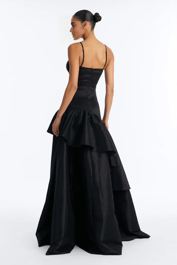 Sparkling Mermaid Sweetheart Satin Long Ruffled High Slit Prom Evening Dress