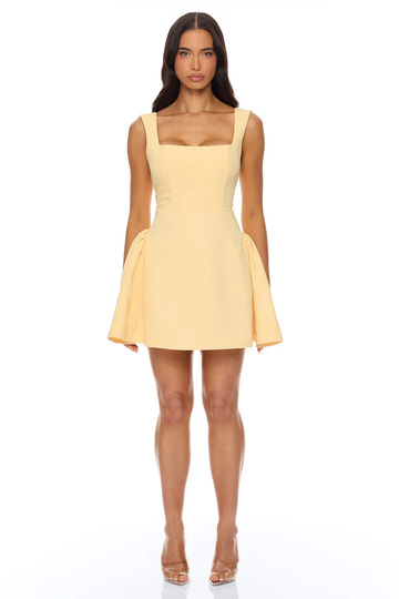 Square Neck Mini Pleated Party Dress A-line Homecoming Dress
