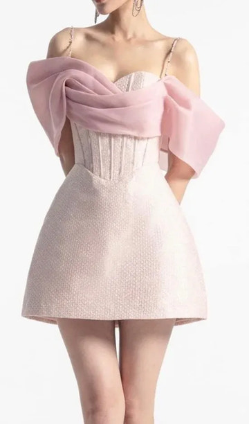Fitted Sweetheart Neckline Off-Shoulder Beaded Ruched Satin Homecoming Dress Mini Cocktail Dress