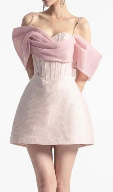 Fitted Sweetheart Neckline Off-Shoulder Beaded Ruched Satin Homecoming Dress Mini Cocktail Dress
