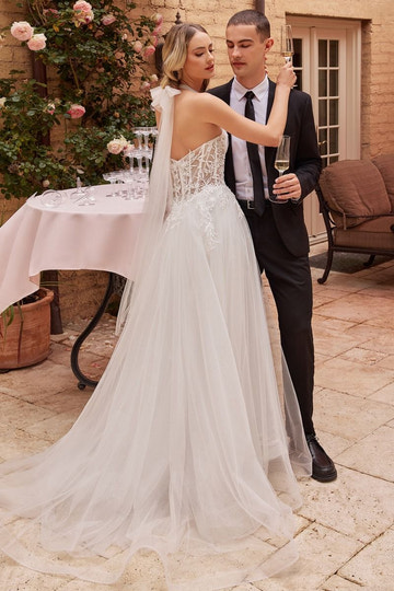 Lace A Line Halter Sweetheart Open Back Train Wedding Dress