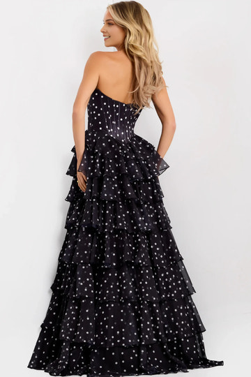 Whimsical Ball-Gown Strapless Sleeveless Tulle Long Polka-Dot Prom Dress