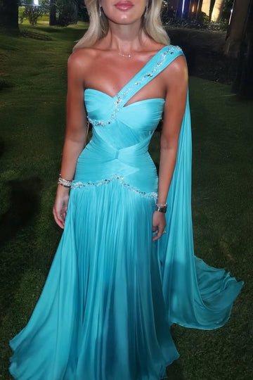 Glamorous A-Line Sweetheart One-Shoulder Straight Back Floor-Length Prom Dress