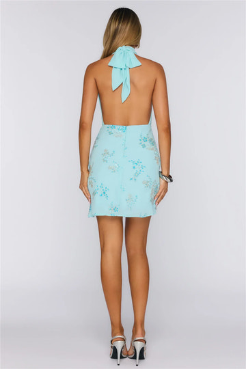 Beaded Bodycon Halter Deep-V Sleeveless Chiffon Mini Open-Back Cocktail Dress