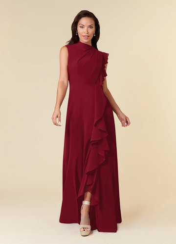 Elegant A-line High-neck Sleeveless Chiffon Wedding Guest Dress Cascading Ruffle Evening Bridesmaid Gown