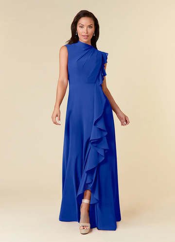 Elegant A-line High-neck Sleeveless Chiffon Wedding Guest Dress Cascading Ruffle Evening Bridesmaid Gown