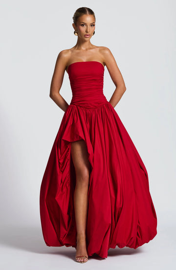 Elegant A-Line Straight Neck Spaghetti Strap Lace-Up Back Long Prom Dress