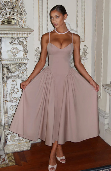 Elegant A-Line Sweetheart Sleeveless Midi Drop-Waist Lace-Up Cocktail Dress