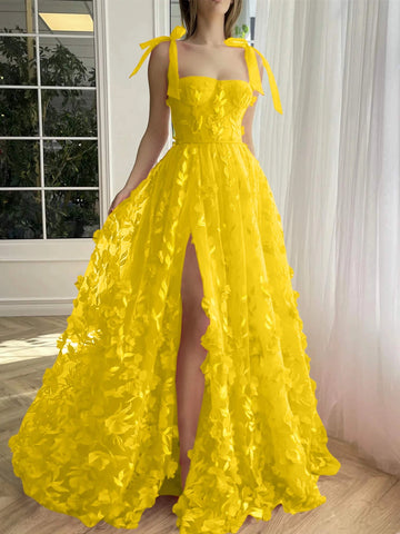 Radiant A-Line Sweetheart Spaghetti Strap Lace-Up Floor-Length Prom Dress