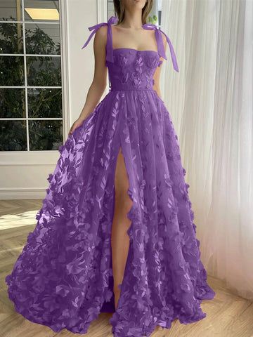 Radiant A-Line Sweetheart Spaghetti Strap Lace-Up Floor-Length Prom Dress