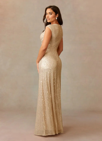 Glamorous Column V-neck Cap-sleeve Sequined Floor-length Criss-cross Ruched Evening Gown