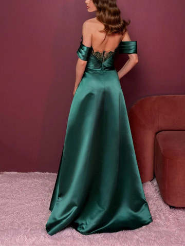 Elegant A-Line Strapless Sleeveless Floor-Length Evening Dress with Applique