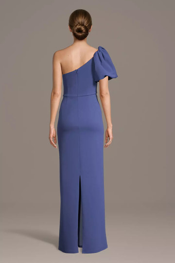 Sheath Crepe One-Shoulder Rhinestone Embellished Maxi Gown Mother of the Bride Dress